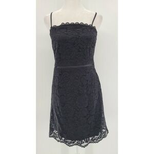 Y2K Square‎ Neck Spaghetti Strap Lace Mini Slip Dress Small Floral Retro 90s